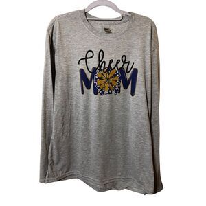 Gildant shirt Womens L Long Sleeve‎ Grey Cheer mom - flawed